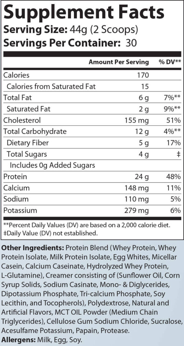 Premium Essential Meal Replacement Protein Vanilla Milkshake w/0% Added Sugar - Image 2